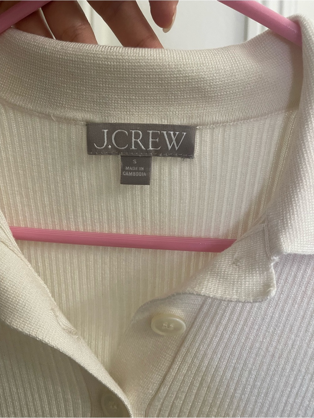 J.Crew Cream Ribbed Polo Shirt - Picture 5 of 5